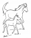 disegno cavallo con puledro da colorare..disegno cavalli che corrono da colorare..disegno cavallino da colorare