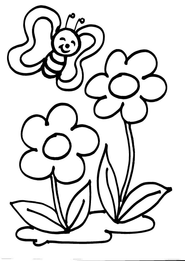 Disegni Facili Di Fiori E Farfalle Libro Antistress Da Colorare